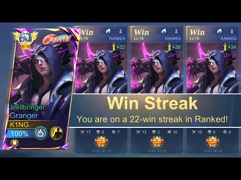 GRANGER BEST BUILD WINSTREAK HACK ON ON SOLO RANK GAME!! (must watch)