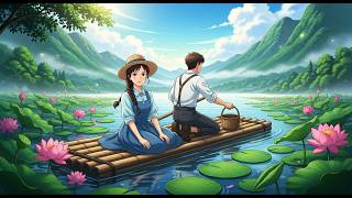 A Secret Day by the Lotus Lake  Cozy Ghibli Style