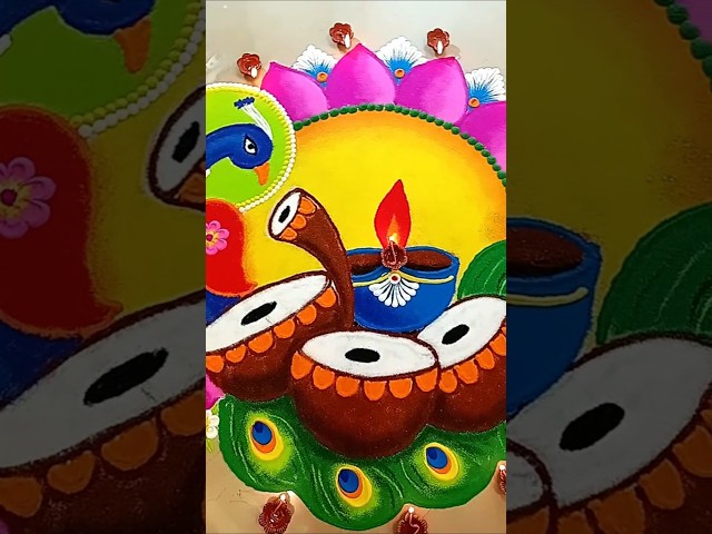 Hindu rangoli design for diwali peacock by jeet - video 2