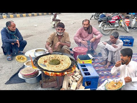 PAKISTANI PUNJABI STREET FOOD BREAKFAST 😍 SAAG MAKHAN | ALOO PARATHA WITH SAAG -PAKISTAN STREET FOOD