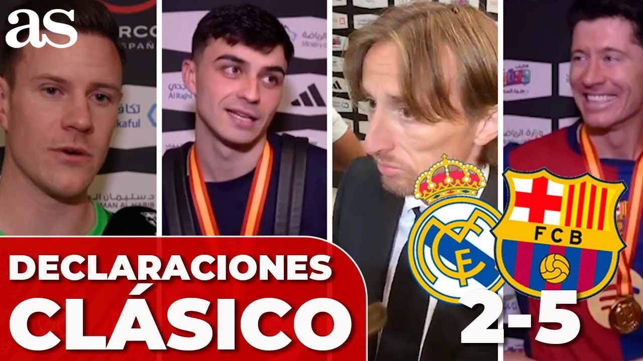 DECLARACIONES REAL MADRID 2 - BARCELONA 5 | ZONA MIXTA completa hoy: RAPHINHA, MODRIC, PEDRI, LEWY..