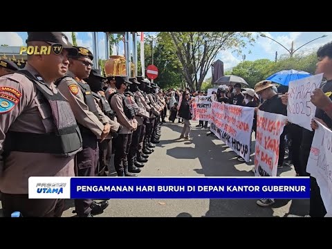 POLDA KALTENG LAKSANAKAN PENGAMANAN HARI BURUH DEPAN KANTOR GUBERNUR KALTENG