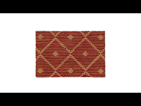 Paillasson coco motif losange Marron - Rouge - Fibres naturelles - Matière plastique - 60 x 2 x 40 cm