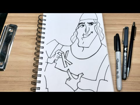 Cartoon Characters A-Z Series | Part 11 - Kronk (complete sketch in real time - no sound)