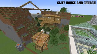 cliff house and church in Minecraft