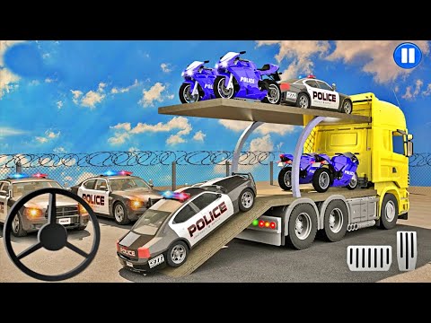 Police Car Driving - US Police Multi Level Car Transporter Truck - New Android Gameplay 3D