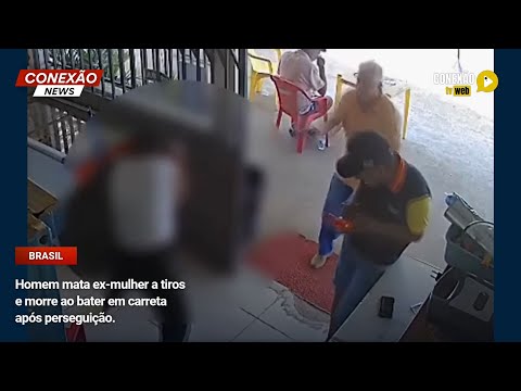 Vídeo: Homem mata ex-mulher a tiros e morre ao bater em carreta após perseguição.