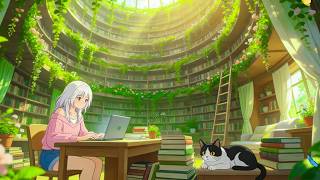 Luna coding in Greenhouse Library 🌿 Relaxing Lofi Beats for Study & Focus ✨ Pure Productivity