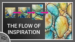 gemstone abstract - WATERCOLOR  & mixed media - Creative Flow Experimental Painting! 289