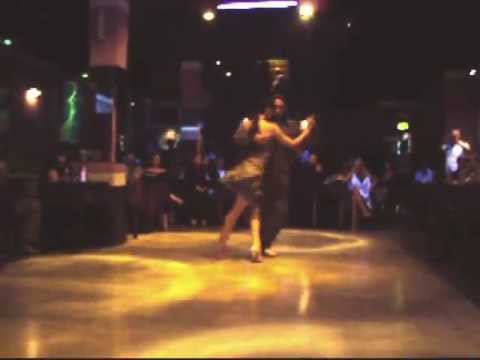  Andres Laza Moreno  and  Isabel Acuña  are  dancing  to  the  milonga  "  No Hay Tierra Como La Mia  "