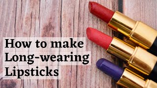DIY Long-wearing Lipsticks With 3 Shades // How To Make Lipstick From Scratch // Homemade  Lipsticks