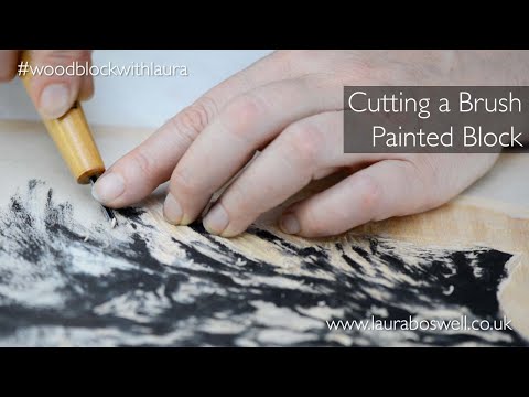 Japanese Woodblock With Laura Episode 13 - Cutting a Brush Painted Wood Block