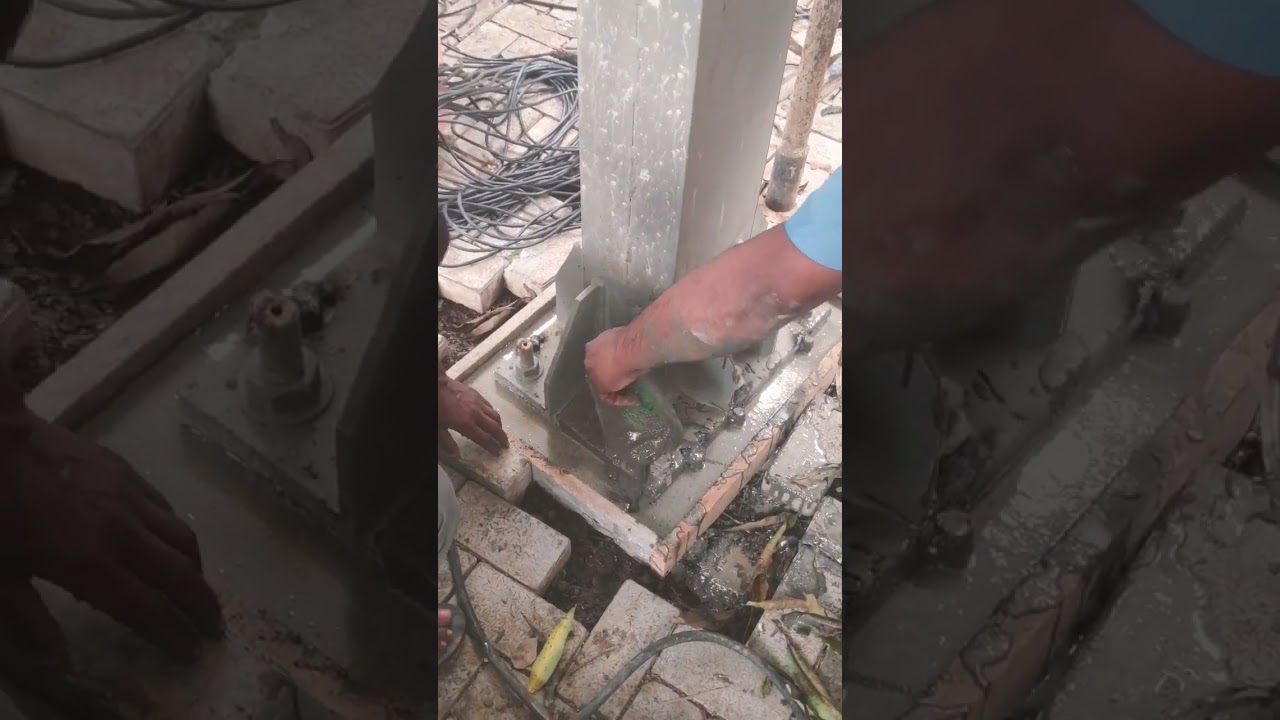 Grouting for column with gp2 grout to prevent the shrinkage of base plat