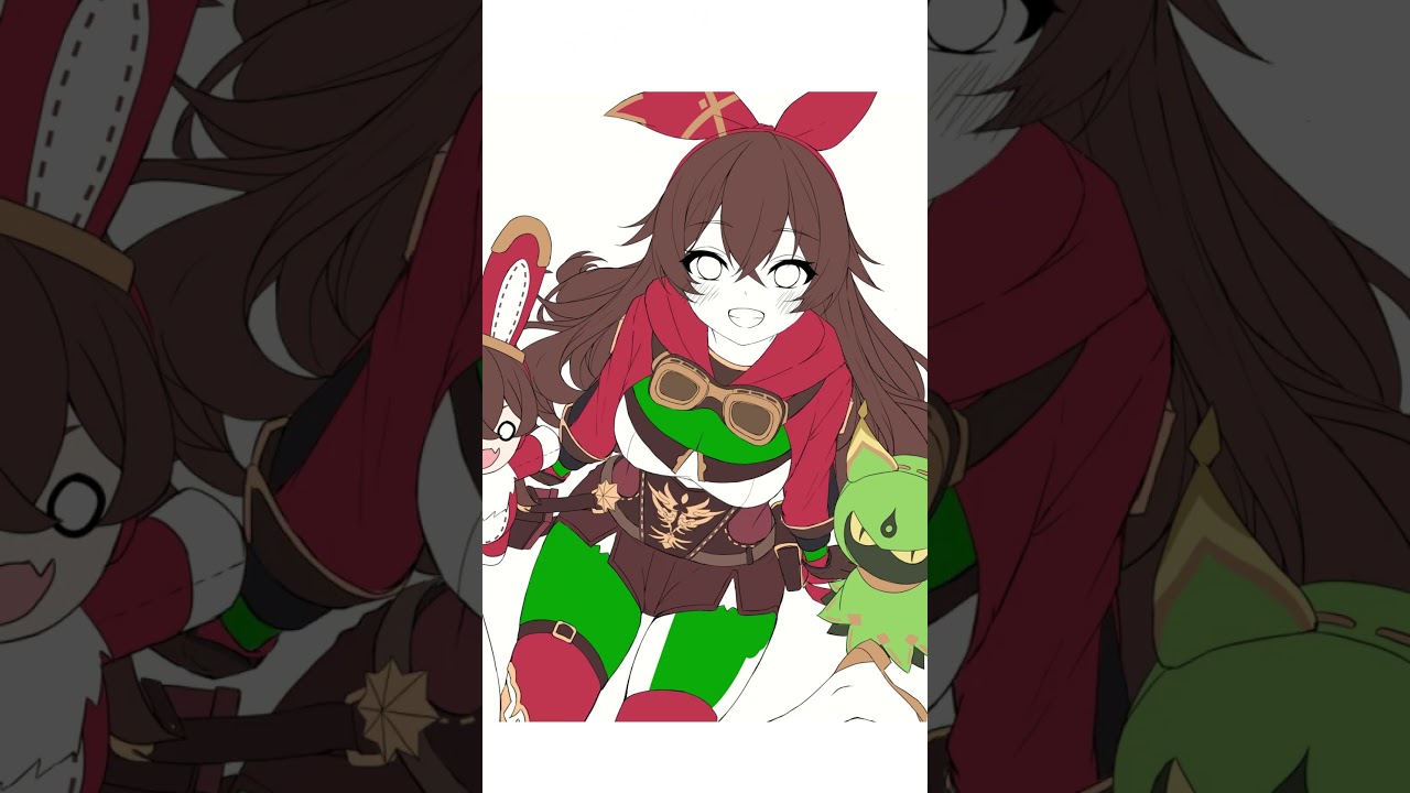 【イラスト】原神 アンバー イラストメイキング【原神】　#Shorts