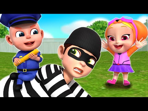 Catch The Thief - Police Officer Songs + Wheels On The Bus | More Nursery Rhymes & Rosoo Kids Songs