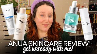 TESTING ANUA SKINCARE *GET UNREADY WITH ME* Korean Skin Care First Impression Glass Skin Review!