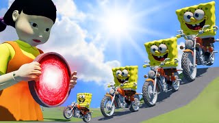 Big & Small SpongeBob on a motorcycle vs Portal Trap | BeamNG.Drive