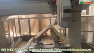MÁY CNC 3D 5 Trục 2 Bàn Woodmaster Pro-T4E Gia công tựa ghế KFC ván ép cong