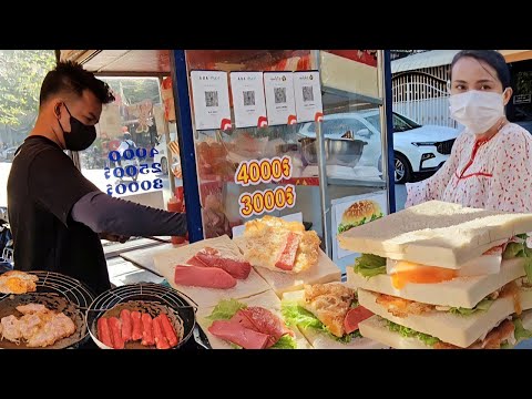 OMG! Less than 1$! Really Yummy and BEST Sale of Cambodian Sandwich Street Food