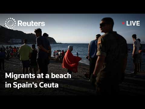 Video Thumbnail: LIVE: Migrants at a beach in Spain's Ceuta