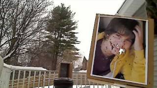 Shooting Justin in the face with a Tommy gun