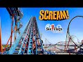 2025 Scream Floorless Roller Coaster On Ride Front Row POV Six Flags Magic Mountain