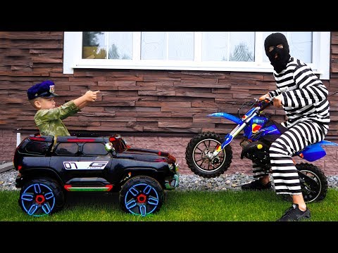 Funny Senya Unboxing and Playing Police Car Ride On Power Wheel Police Car and Pit Bike