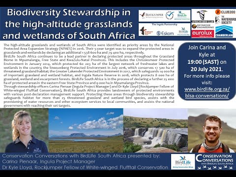 Conservation Conversations: C Pienaar & K Lloyd-Stewardship in SA's Grasslands & Wetlands (20Jul21)