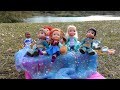 Slime Fun Elsa Anna Toddlers Are Playing Outdoors Barbie Dolls Game