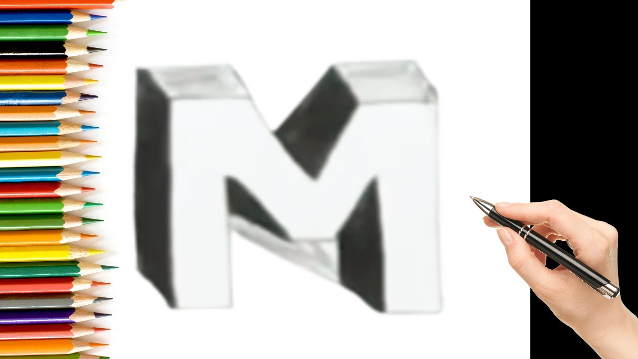 How to Draw 3D Letter M - Drawing with pencil - Awesome Trick Art