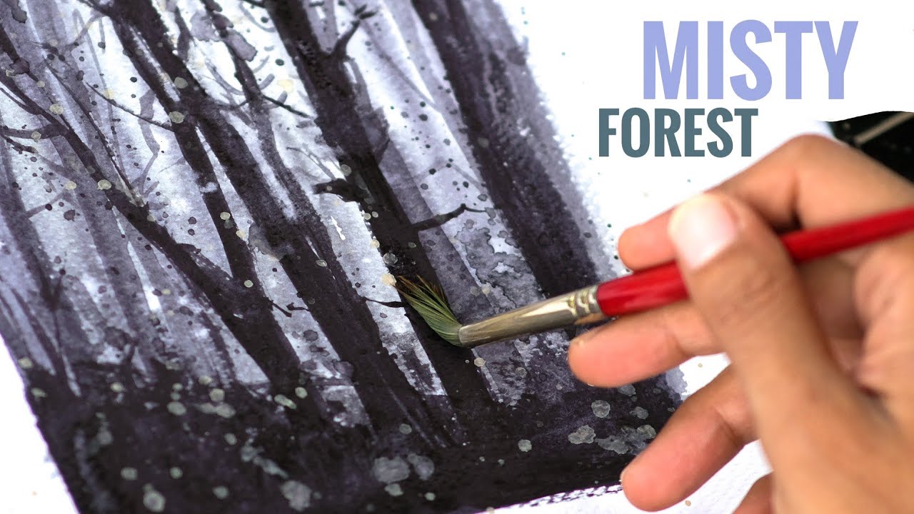 How to paint a Misty Forest in Watercolor ~ EASY Watercolor Landscape Tutorial for Beginners