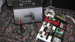 Video thumbnail for Quilter 101 Mini amp into Frontliner 2x8w cabinet with full pedalboard by gearmanndude