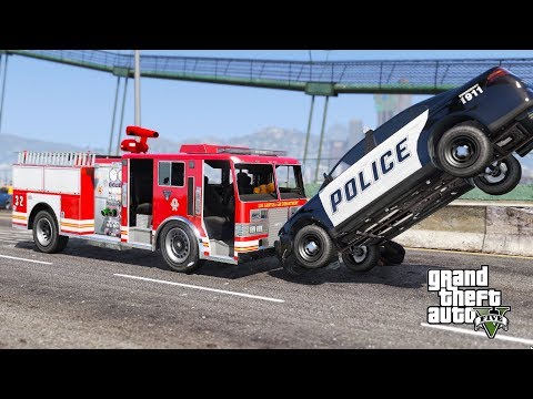GTA 5 INSANE Fire Truck CRASHES - IMPACT COMPILATION REALISTIC Damage