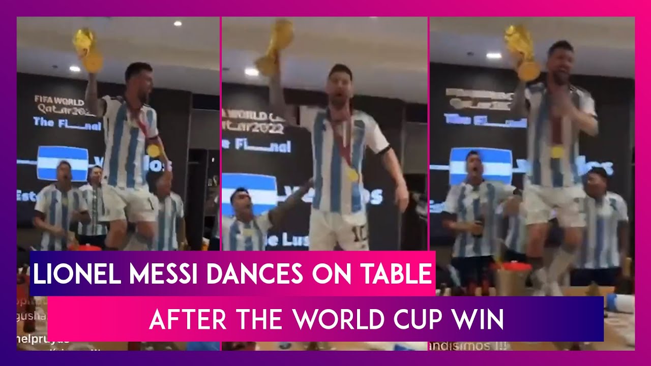 Lionel Messi Dances On Table In The Dressing Room After Argentina Wins FIFA World Cup | Watch