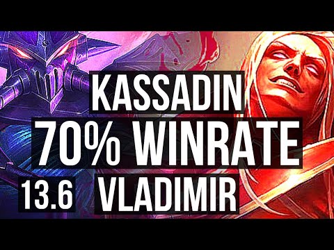 KASSADIN vs VLADIMIR (MID) | Rank 1 Kassadin, Rank 4, 70% winrate, 3/0/2 | TR Challenger | 13.6