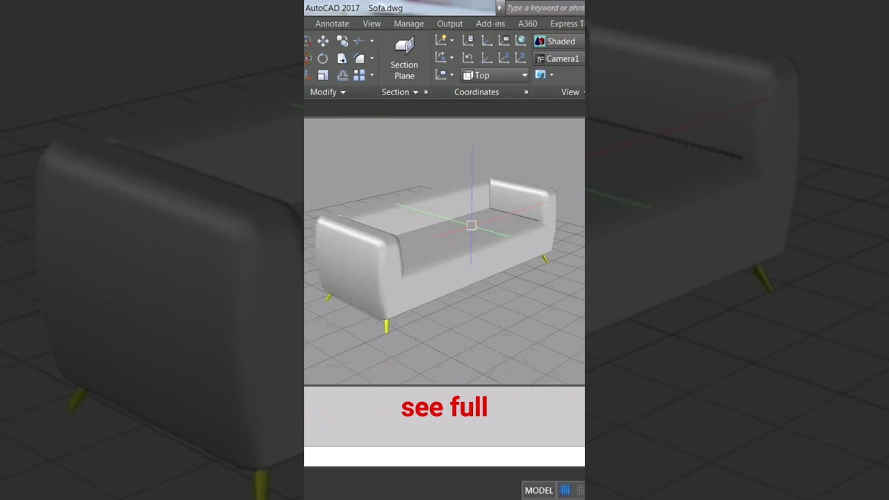 Autocad furniture sofa to rendering #shorts