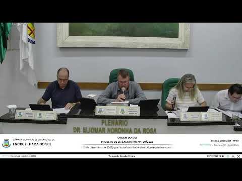 Transmissão ao vivo da Câmara De Vereadores de Encruzilhada do Sul - Sessão Ordinária 08/12/2025