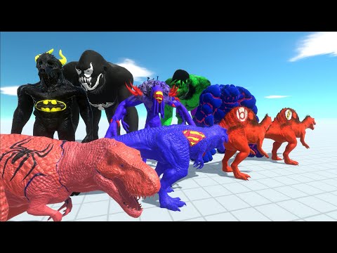 SPIDERMAN T-REX  vs  BLUE LAVA GOLEM DEATH RUN - Animal Revolt Battle Simulator