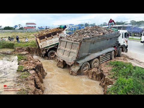 Exquisite Risky Starting Huge Space Whole Pond Was Deleting With Dumper Truck25T & Dozer D58P Erase!