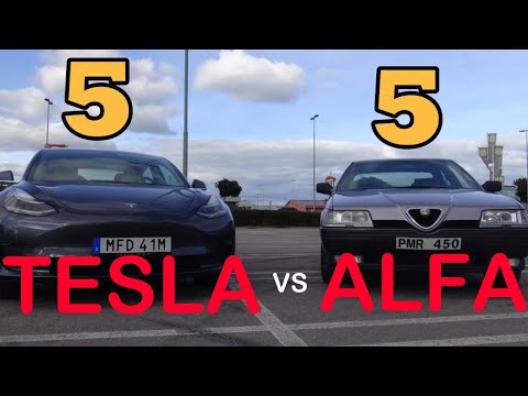 Tesla model 3 LR vs classic Alfa Romeo 164 V6