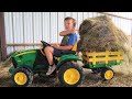 Using Tractors To Get Hay Out Of The Barn Before Storm Comes Tractors For Kids