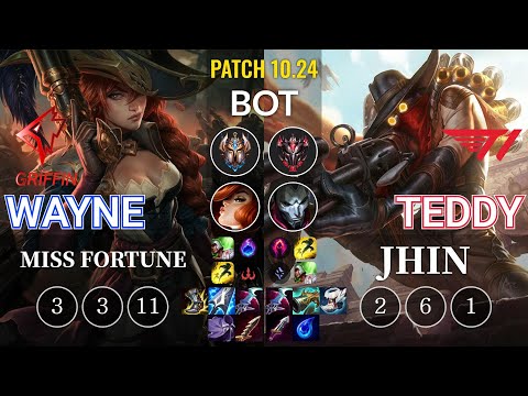 GRF Wayne Miss Fortune vs T1 Teddy Jhin Bot - KR Patch 10.24