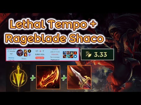 Lethal Tempo + Rageblade Shaco?! 3.33 Attackspeed [League of Legends] Full Gameplay - Infernal Shaco