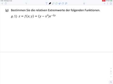 Exercise sheet 7, task g1 – Extreme values ​​of functions with two variables