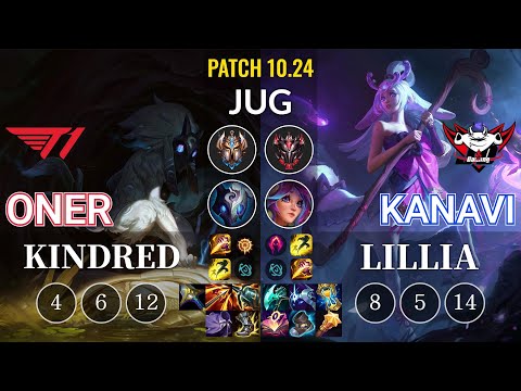 T1 Oner Kindred vs JDG Kanavi Lillia Jungle - KR Patch 10.24