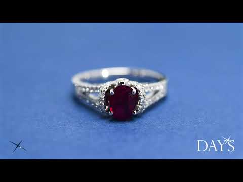 Oval Ruby Ring in 14kt White Gold with Diamonds (3/8ct tw)