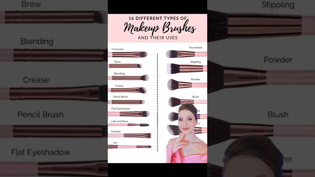 16 types of Make up brushes and their uses #makeupbrushes #makeupbrush #makeup #makeuptips