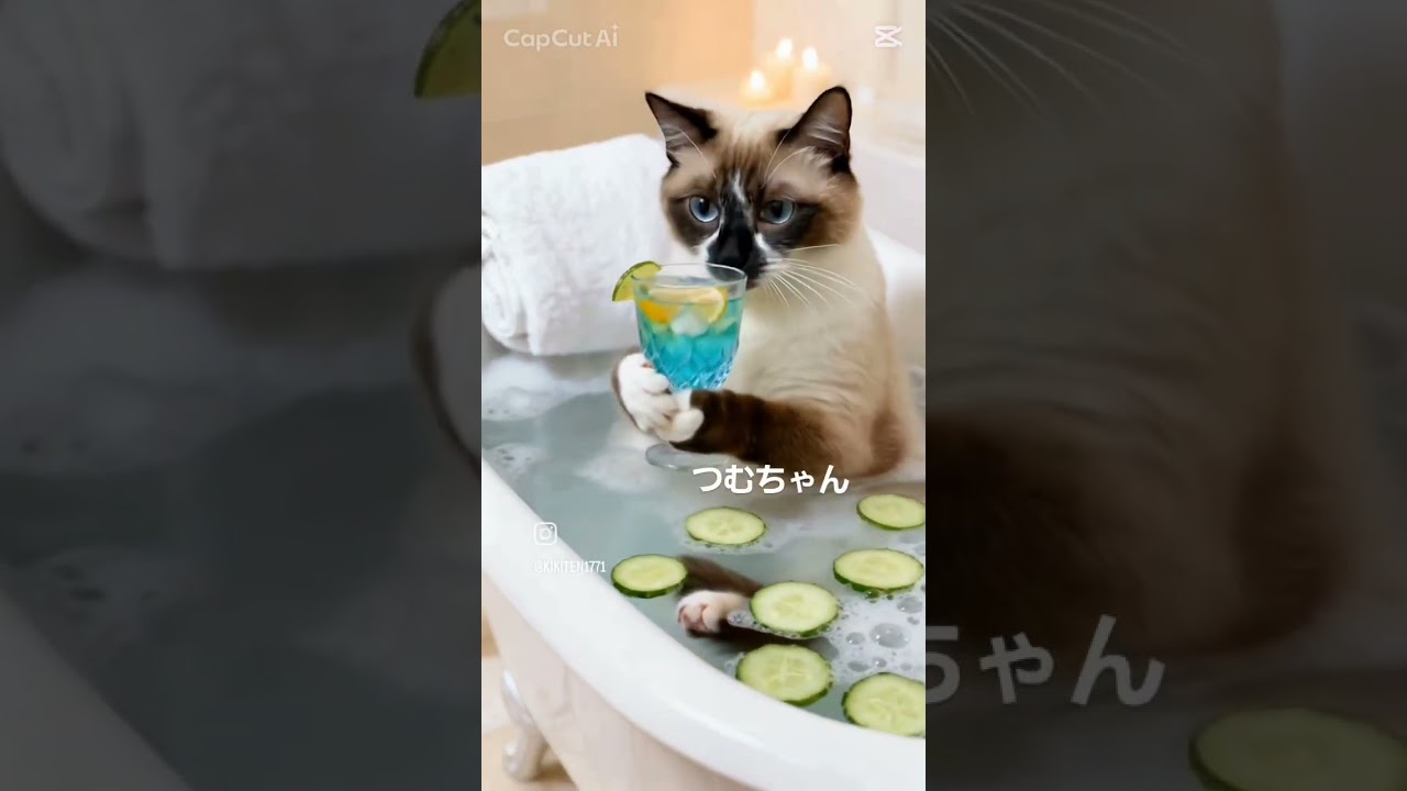 ねこの入浴シーン #cat #ねこのいる生活 #ai動画