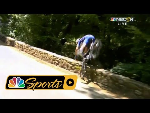 This Tour de France Rider Lost Control, Flipped Over Wall & Tumbled Down Hill