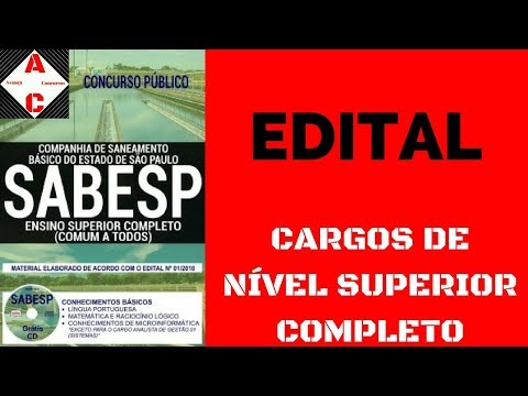 Edital Concurso SABESP 2018 - Cargos de Nível Superior Completo (Comum a Todos)